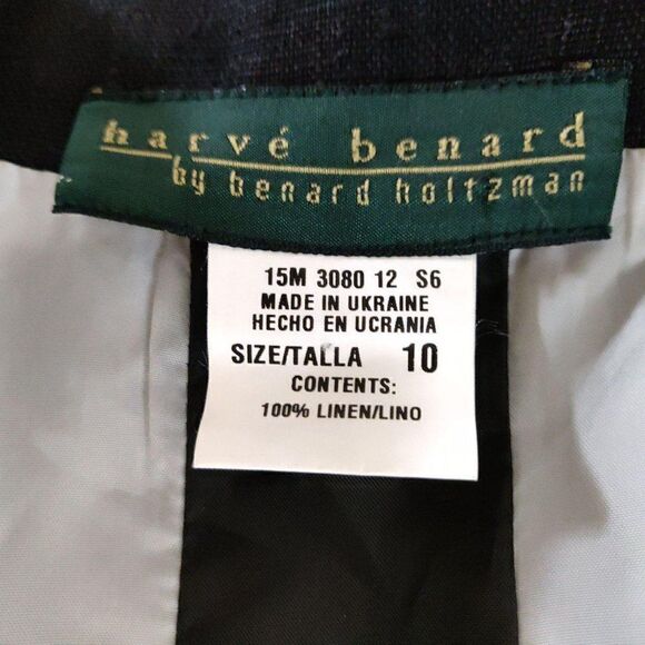 Harve Benard Linen Blazer Black Sz 10 Fully Lined - Picture 4 of 4